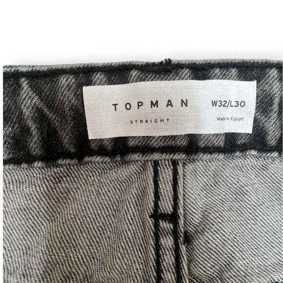 TopMan Straight Leg Grey Denim Jeans - Picture 6 of 7